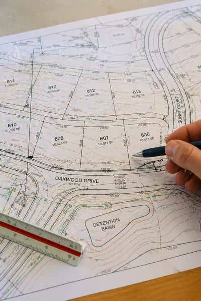 Site plan showing residential lot layout and property divisions